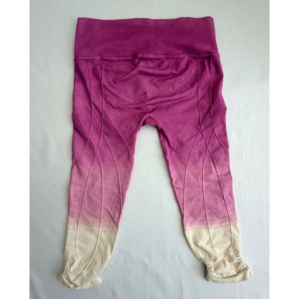 NUX Pink Cream Ombre Ruched Capri Yoga Leggings S USA